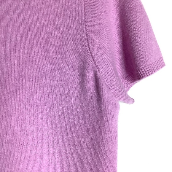 100% 2 ply Cashmere Short Sleeve Top Lavender Pink Size Large - Picture 7 of 10